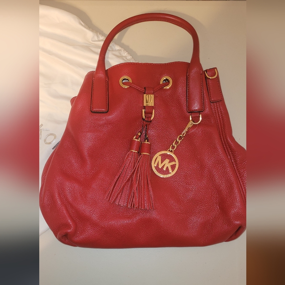 MICHAEL KORS RED LEATHER BAG